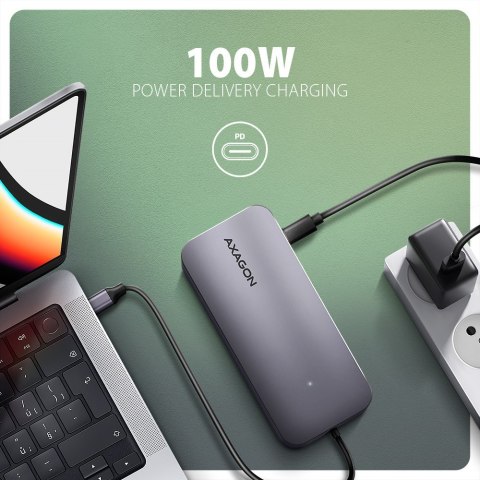 HMC-6GM2 Wieloportovy hub USB 6in1, 10Gbps, USB-A, USB-C, HDMI 4K/60Hz, M.2 NVMe/SATA, SD/microSD, PD 100W, 20cm USB-C kabel AXAGON HMC-6GM2 Wieloportovy hub USB 6in1, 10Gbps, USB-A, USB-C, HDMI 4K/60Hz, M.2 NVMe/SATA, SD/microSD, PD 100W, 20cm USB-C kabel AXAGON