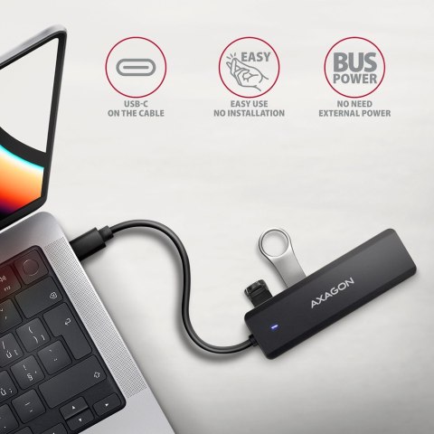 HUE-C1C 4-portowy hub USB 5Gbps Travel, USB-C power IN, kabel Type-C 19cm, USB-C dodatkowe zasilanie AXAGON HUE-C1C 4-portowy hub USB 5Gbps Travel, USB-C power IN, kabel Type-C 19cm, USB-C dodatkowe zasilanie AXAGON
