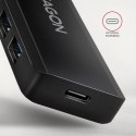 HUE-C1C 4-portowy hub USB 5Gbps Travel, USB-C power IN, kabel Type-C 19cm, USB-C dodatkowe zasilanie AXAGON
