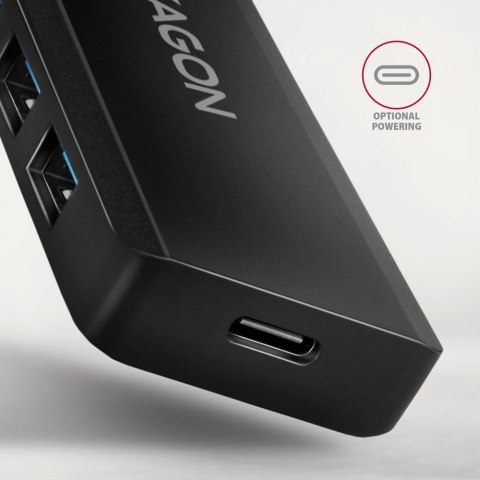 HUE-C1C 4-portowy hub USB 5Gbps Travel, USB-C power IN, kabel Type-C 19cm, USB-C dodatkowe zasilanie AXAGON HUE-C1C 4-portowy hub USB 5Gbps Travel, USB-C power IN, kabel Type-C 19cm, USB-C dodatkowe zasilanie AXAGON