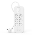 Listwa przeciwprzepięciowa SurgePlus 6x Schuko 1xUSB-A 1xUSB-C 650J 2m Belkin