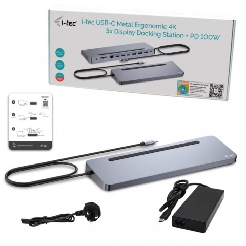 Stacja dokująca USB-C Metal Ergonomic 4K 3x Display Docking Station PD 100W + i-tec Universal Charger 100W (bundle) I-tec Stacja dokująca USB-C Metal Ergonomic 4K 3x Display Docking Station PD 100W + i-tec Universal Charger 100W (bundle) I-tec