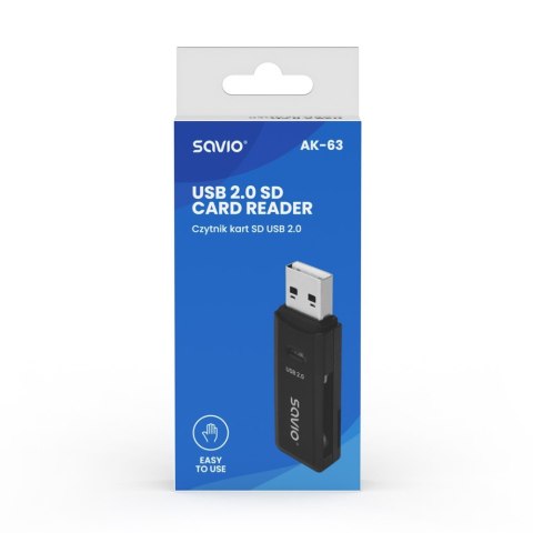 Czytnik kart SD, USB 2.0, 480 Mbps, AK-63 Savio