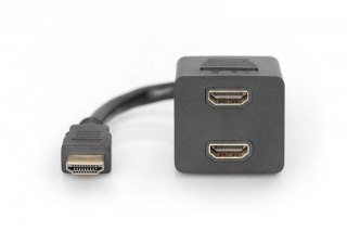 Kabel rozdzielacz/splitter HDMI HighSpeed 1080p 24Hz FHD Typ HDMI A/2xHDMI A M/Ż 0,2m Czarny Digitus