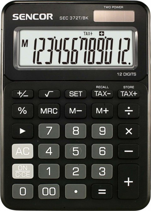 Kalkulator biurkowy SEC 372BK duży 12 cyfrowy wyświetlacz LCD Sencor