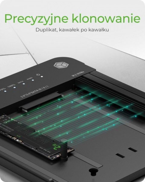 Stacja dokujÄca/klonujÄca IB-2915MSCL-C31 M.2 dla M.2 0NVMe i SATA 2,5/3,5 SSD/HDD