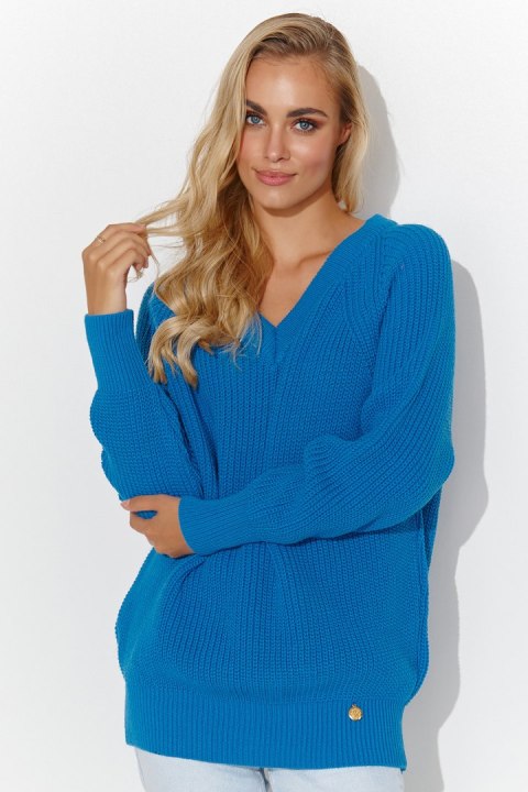 Sweter Damski Model S140 Blue - Makadamia Sweter Damski Model S140 Blue - Makadamia
