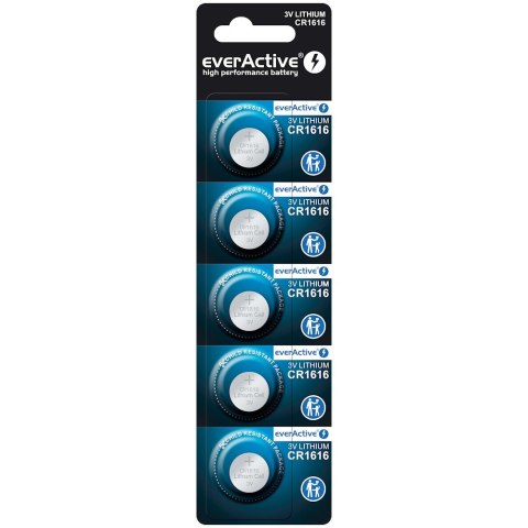 Baterie litowe mini CR1616 blister 5 sztuk EverActive Baterie litowe mini CR1616 blister 5 sztuk EverActive