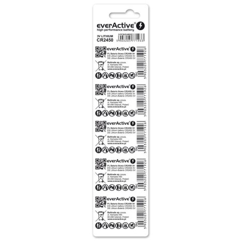 Baterie litowe mini CR2450 blister 5 szt. EverActive Baterie litowe mini CR2450 blister 5 szt. EverActive