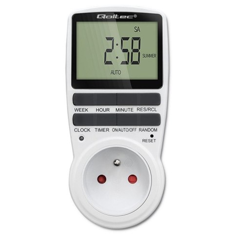 Elektroniczny programator czasowy PC0628 | 3680W | 16A | LCD Qoltec Elektroniczny programator czasowy PC0628 | 3680W | 16A | LCD Qoltec