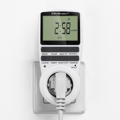 Elektroniczny programator czasowy PC0628 | 3680W | 16A | LCD Qoltec Elektroniczny programator czasowy PC0628 | 3680W | 16A | LCD Qoltec