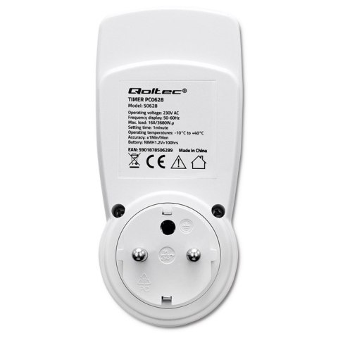 Elektroniczny programator czasowy PC0628 | 3680W | 16A | LCD Qoltec Elektroniczny programator czasowy PC0628 | 3680W | 16A | LCD Qoltec