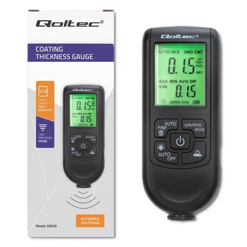 Miernik grubości lakieru z wyświetlaczem LCD | 0~2000um Qoltec Miernik grubości lakieru z wyświetlaczem LCD | 0~2000um Qoltec