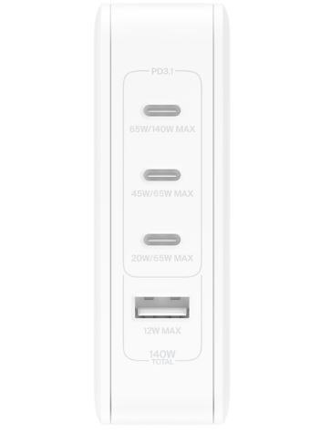 Ładowarka ścienna 140W 4-ports (3xC 1xA) UK, EU, US Plugs biała Belkin Ładowarka ścienna 140W 4-ports (3xC 1xA) UK, EU, US Plugs biała Belkin