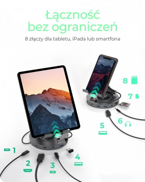Uchwyt na tableta/smartfona z wbudowaną stacją dokujacą IB-TH100-DK IcyBox Uchwyt na tableta/smartfona z wbudowaną stacją dokujacą IB-TH100-DK IcyBox