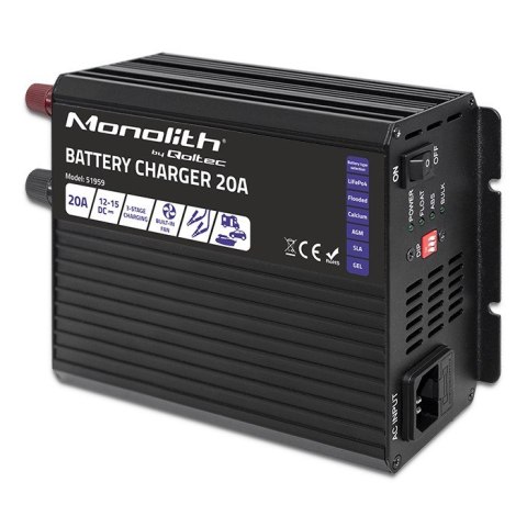 Inteligentna ładowarka Monolith do akumulatorów LiFePO4 AGM GEL SLA | 20A | 12V Qoltec Inteligentna ładowarka Monolith do akumulatorów LiFePO4 AGM GEL SLA | 20A | 12V Qoltec
