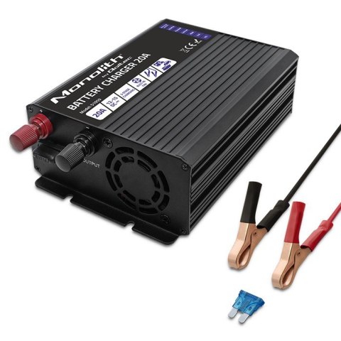 Inteligentna ładowarka Monolith do akumulatorów LiFePO4 AGM GEL SLA | 20A | 12V Qoltec Inteligentna ładowarka Monolith do akumulatorów LiFePO4 AGM GEL SLA | 20A | 12V Qoltec