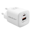 Ładowarka sieciowa 35W GaN ULTRA | 5-20V | 2.25-3A | 1 x USB typ C PD | 1 x USB | Biała Qoltec