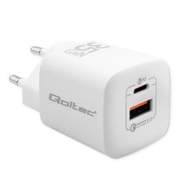 Ładowarka sieciowa 35W GaN ULTRA | 5-20V | 2.25-3A | 1 x USB typ C PD | 1 x USB | Biała Qoltec