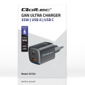 Ładowarka sieciowa 35W GaN ULTRA | 5-20V | 2.25-3A | 1 x USB typeC PD | 1 x USB | Czarna Qoltec
