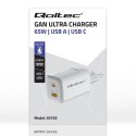 Ładowarka sieciowa 65W GaN ULTRA | 5-20V | 2.25-3.25A | 1 x USB typ C PD | 1 x USB QC 3.0 | Biała Qoltec