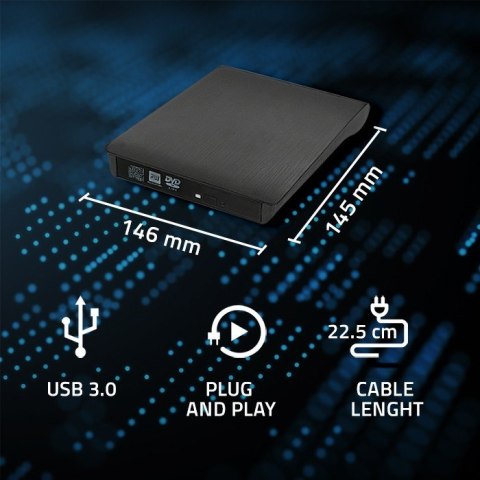 Nagrywarka DVD-RW zewnętrzna | USB 3.0 | Czarna Qoltec Nagrywarka DVD-RW zewnętrzna | USB 3.0 | Czarna Qoltec