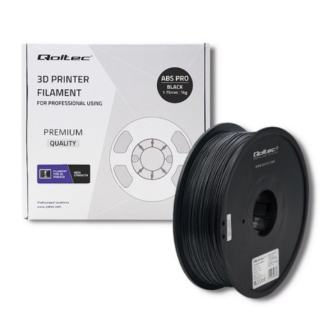 Profesjonalny filament do druku 3D | ABS PRO | 1.75mm | 1kg | Czarny Qoltec