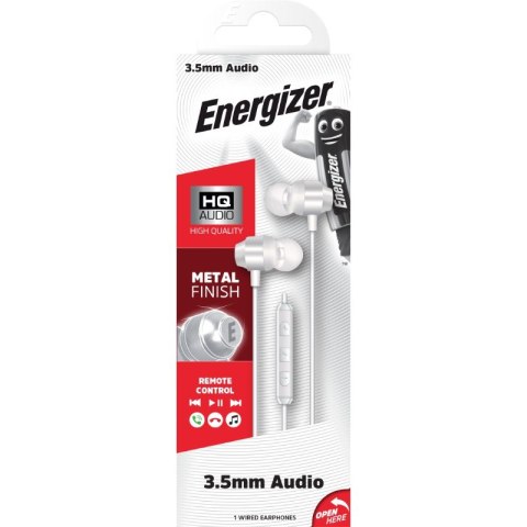 Słuchawki przewodowe jack 3,5 mm białe Energizer Słuchawki przewodowe jack 3,5 mm białe Energizer