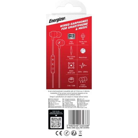 Słuchawki przewodowe jack 3,5 mm białe Energizer Słuchawki przewodowe jack 3,5 mm białe Energizer