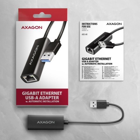 ADE-AR Karta sieciowa Gigabit Ethernet adapter, USB-A 3.2 Gen 1, instalacja automatyczna AXAGON ADE-AR Karta sieciowa Gigabit Ethernet adapter, USB-A 3.2 Gen 1, instalacja automatyczna AXAGON