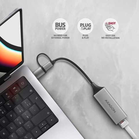 ADE-TXCA Karta sieciowa Gigabit Ethernet adapter, USB-C (USB-A redukcja) 3.2 Gen 1, instalacja automatyczna AXAGON ADE-TXCA Karta sieciowa Gigabit Ethernet adapter, USB-C (USB-A redukcja) 3.2 Gen 1, instalacja automatyczna AXAGON