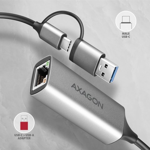 ADE-TXCA Karta sieciowa Gigabit Ethernet adapter, USB-C (USB-A redukcja) 3.2 Gen 1, instalacja automatyczna AXAGON ADE-TXCA Karta sieciowa Gigabit Ethernet adapter, USB-C (USB-A redukcja) 3.2 Gen 1, instalacja automatyczna AXAGON