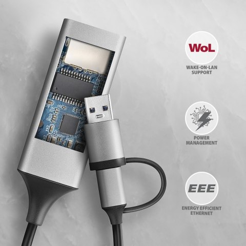 ADE-TXCA Karta sieciowa Gigabit Ethernet adapter, USB-C (USB-A redukcja) 3.2 Gen 1, instalacja automatyczna AXAGON ADE-TXCA Karta sieciowa Gigabit Ethernet adapter, USB-C (USB-A redukcja) 3.2 Gen 1, instalacja automatyczna AXAGON