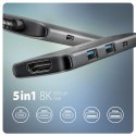 HMC-5H8K Wieloportowy hub USB 5in1, 5Gbps, 2x USB-A, 1x USB-C, HDMI 8K/30Hz, PD 100W, 15cm USB-C kabel AXAGON