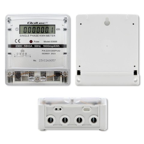 Jednofazowy elektroniczny licznik | miernik zużycia energii | 230V | LCD Qoltec Jednofazowy elektroniczny licznik | miernik zużycia energii | 230V | LCD Qoltec