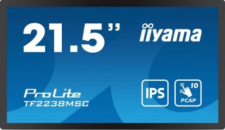 Monitor wielkoformatowy 21.5 cala TF2238MSC-B1 IPS,FHD,DP,HDMI,2x2W,2xUSB,600(cd/m2), 10pkt.7H,IP1X(Front),Pion/Poziom IIYAMA