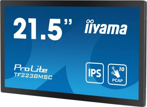 Monitor wielkoformatowy 21.5 cala TF2238MSC-B1 IPS,FHD,DP,HDMI,2x2W,2xUSB,600(cd/m2), 10pkt.7H,IP1X(Front),Pion/Poziom IIYAMA