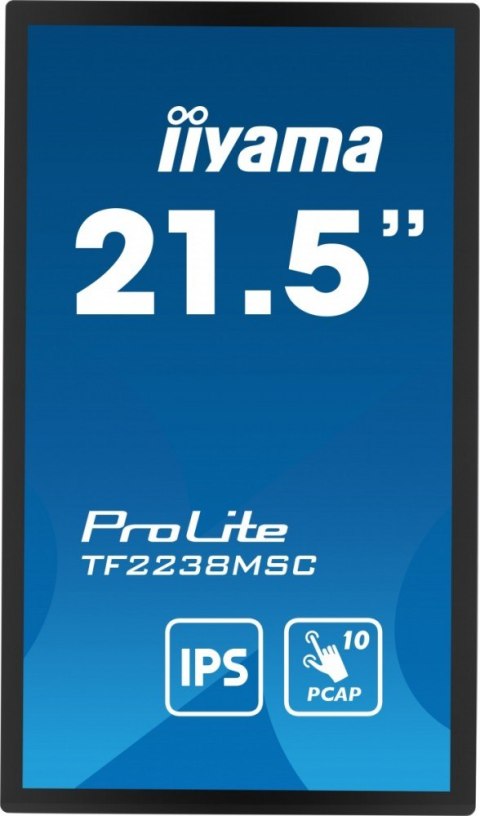 Monitor wielkoformatowy 21.5 cala TF2238MSC-B1 IPS,FHD,DP,HDMI,2x2W,2xUSB,600(cd/m2), 10pkt.7H,IP1X(Front),Pion/Poziom IIYAMA
