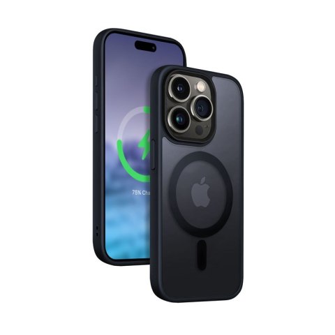 Etui Hybrid Frost MAG Cover iPhone 15 Pro Max MagSafe Granatowe CRONG Etui Hybrid Frost MAG Cover iPhone 15 Pro Max MagSafe Granatowe CRONG