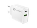 Ładowarka sieciowa Ribera 1x USB-A + 1x USB-C 20W Biała Natec