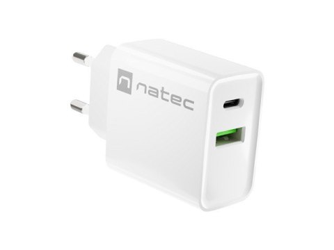 Ładowarka sieciowa Ribera 1x USB-A + 1x USB-C 20W Biała Natec Ładowarka sieciowa Ribera 1x USB-A + 1x USB-C 20W Biała Natec