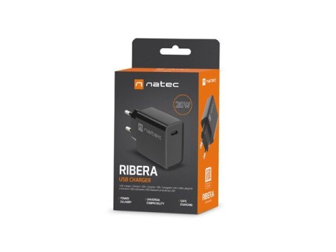 Ładowarka sieciowa Ribera 1x USB-C 20W Czarna Natec Ładowarka sieciowa Ribera 1x USB-C 20W Czarna Natec