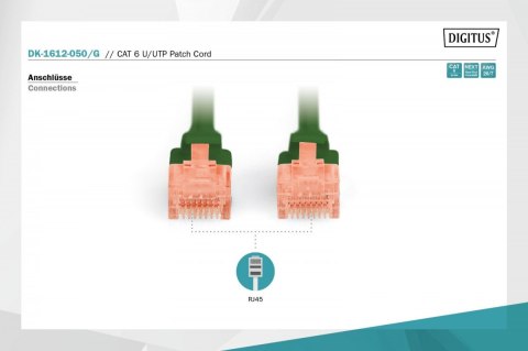 Patch cord U/UTP kat.6 PVC 5m Zielony Digitus