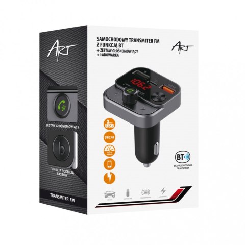 Transmiter samochodowy FM MP3 z funkcją BT,USB LCD FM-84B QC3.0 ART Transmiter samochodowy FM MP3 z funkcją BT,USB LCD FM-84B QC3.0 ART