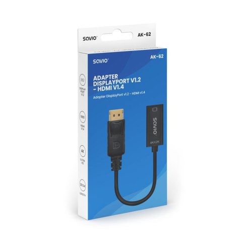 Adapter DisplayPort (M) v1.2 - HDMI (F) v1.4, 4K, AK-62 Savio