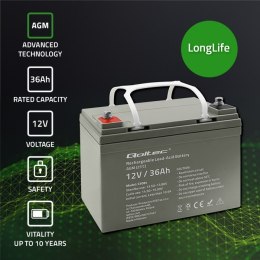 Akumulator AGM | 12V | 36Ah | max. 540A Qoltec