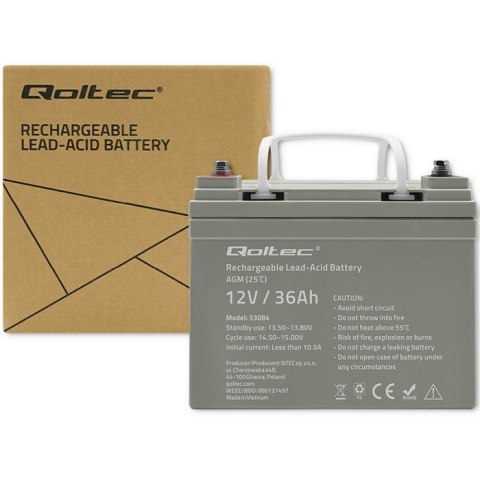 Akumulator AGM | 12V | 36Ah | max. 540A Qoltec Akumulator AGM | 12V | 36Ah | max. 540A Qoltec