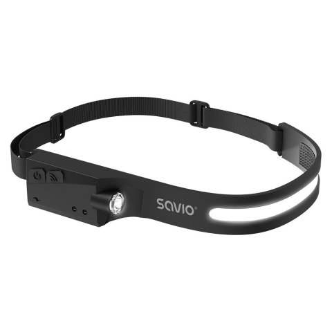 Latarka czołowa LED z czujnikiem ruchu, USB-C, 350 lm, zasięg 80m, FL-02 Savio