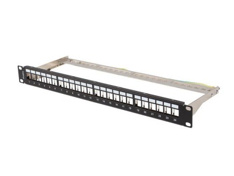 Patch panel pusty 24 porty 1U 19 cali ftp do moduĹĂłw keystone czarny
