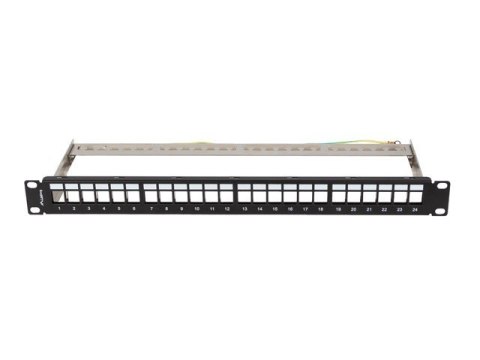 Patch panel pusty 24 porty 1U 19 cali ftp do moduĹĂłw keystone czarny